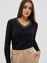 Moodo Črna ženska majica z okrasnim izrezom Moodo