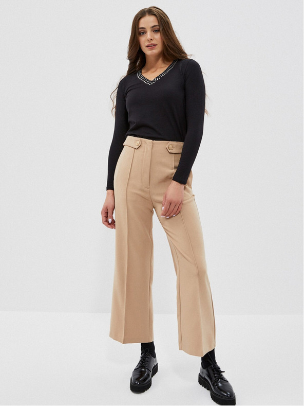 Moodo Črna ženska majica z okrasnim izrezom Moodo