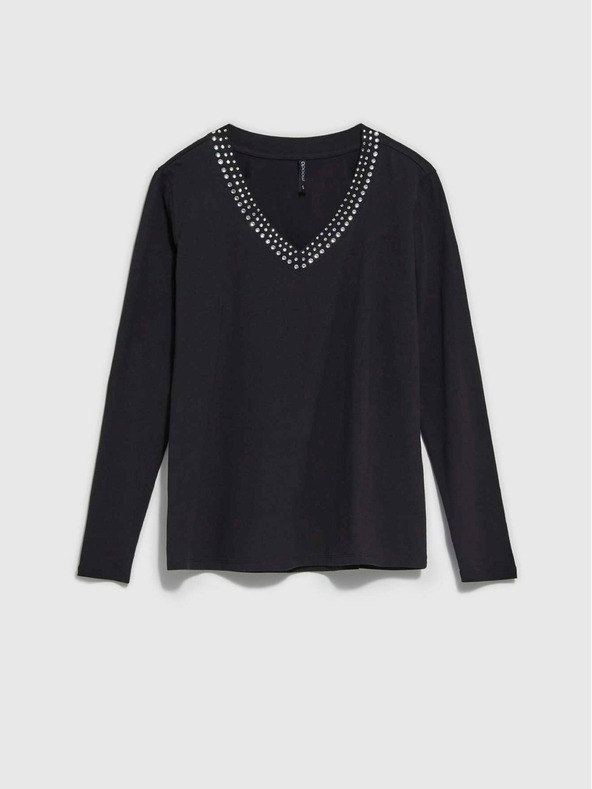 Moodo Črna ženska majica z okrasnim izrezom Moodo