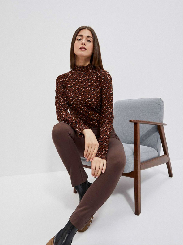 Moodo Rjava ženska vzorčasta majica Moodo