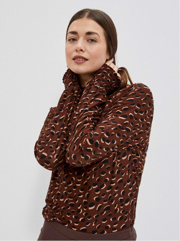 Moodo Rjava ženska vzorčasta majica Moodo