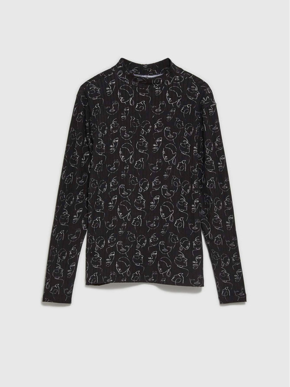 Moodo Črna ženska majica z vzorcem Moodo