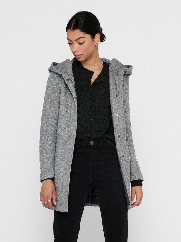 ONLY Svetlo siv ženski lahkoten plašč s kapuco ONLY Sedona