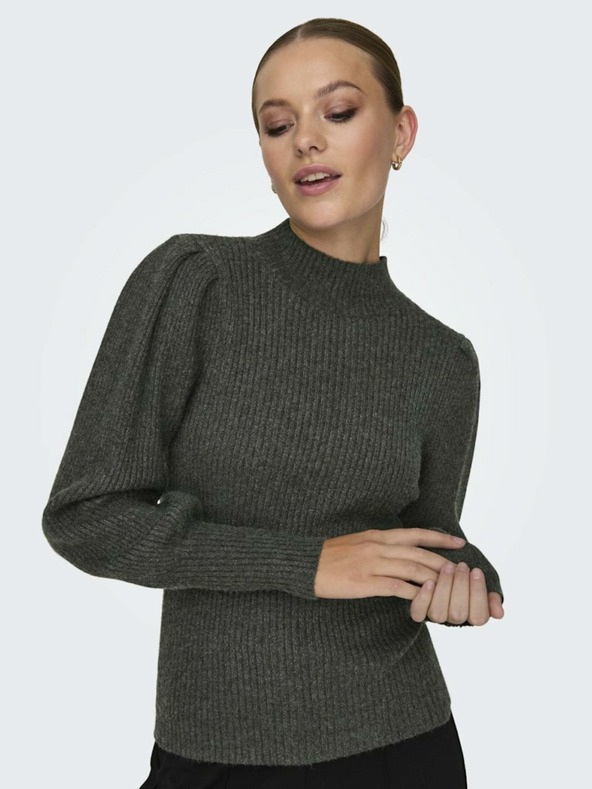 ONLY Temno siv ženski rebrasti pulover ONLY Katia