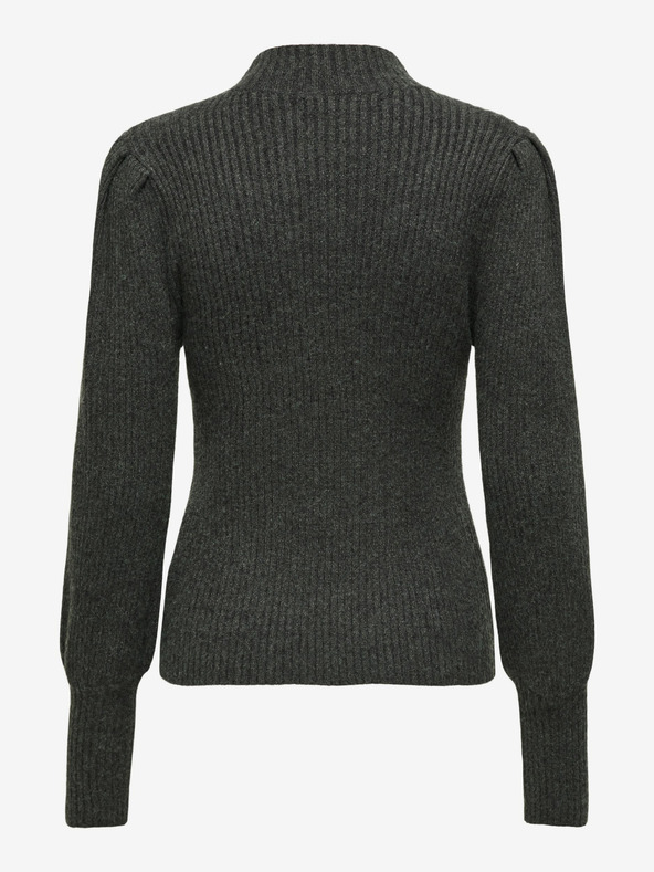 ONLY Temno siv ženski rebrasti pulover ONLY Katia