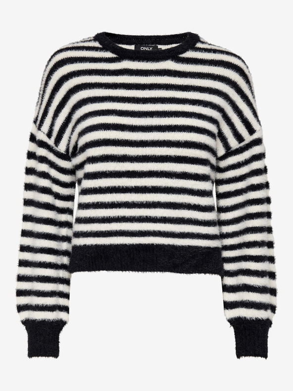 ONLY Belo-črni črtasti ženski pulover ONLY Piumo