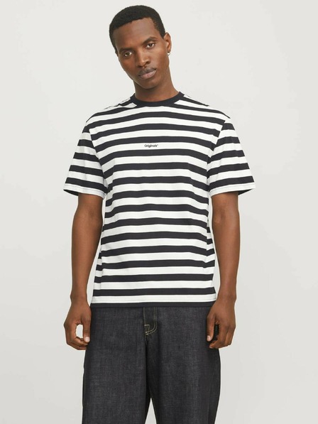 Jack & Jones Jack & Jones Moška belo-črna črtasta majica