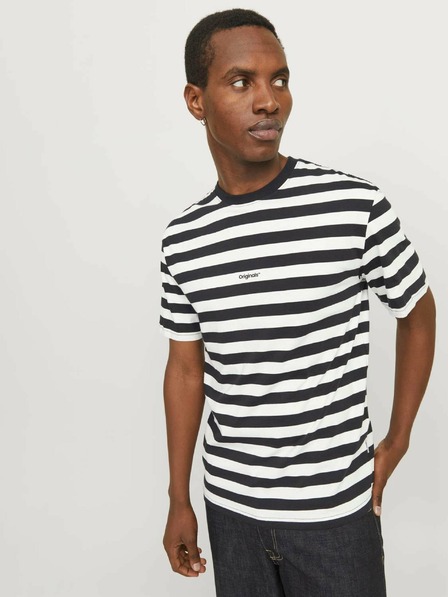 Jack & Jones Jack & Jones Moška belo-črna črtasta majica