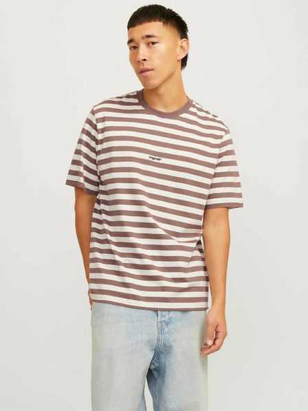 Jack & Jones Jack & Jones Moška belo-rjava črtasta majica