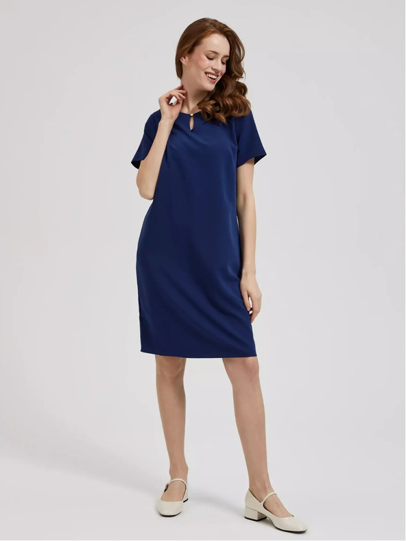 Moodo Temno modra obleka do kolen Moodo