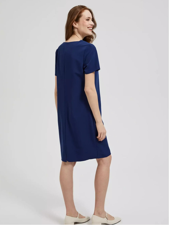 Moodo Temno modra obleka do kolen Moodo