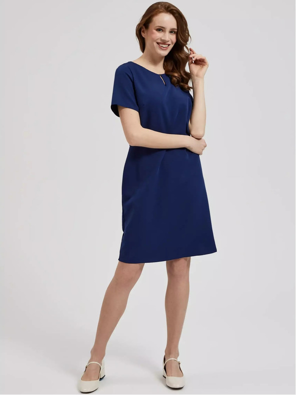 Moodo Temno modra obleka do kolen Moodo