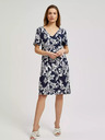 Moodo Temno modra obleka s cvetličnim vzorcem Moodo