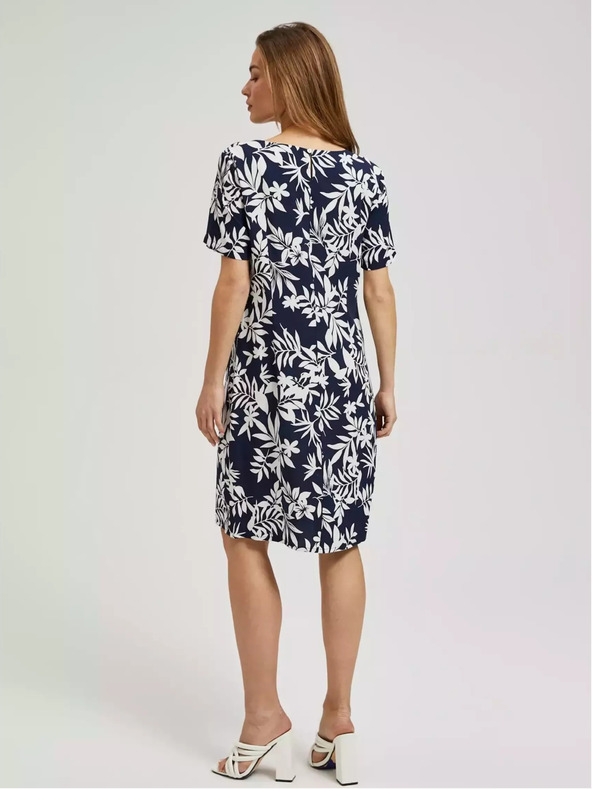 Moodo Temno modra obleka s cvetličnim vzorcem Moodo