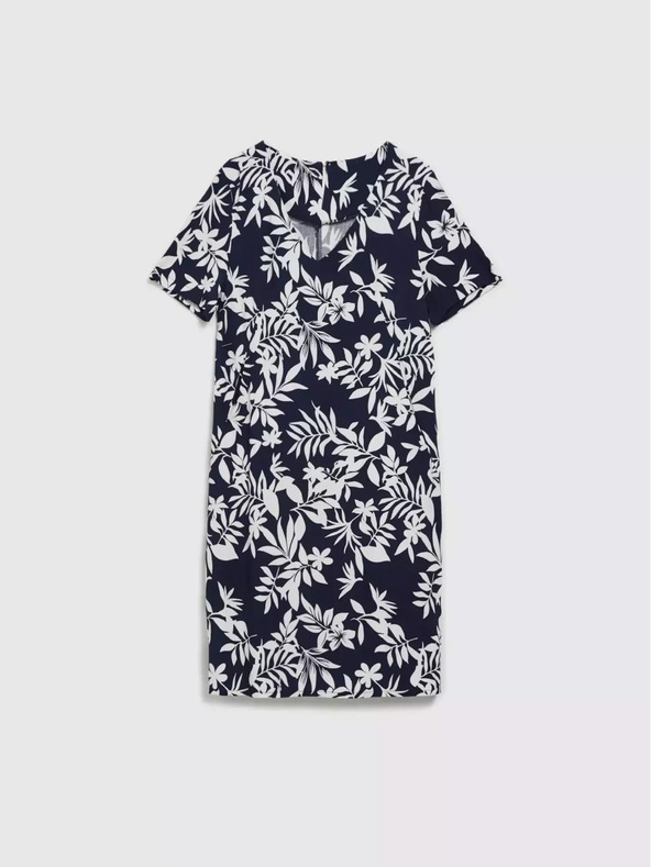 Moodo Temno modra obleka s cvetličnim vzorcem Moodo