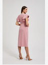 Moodo Roza obleka z volančki na rokavih Moodo