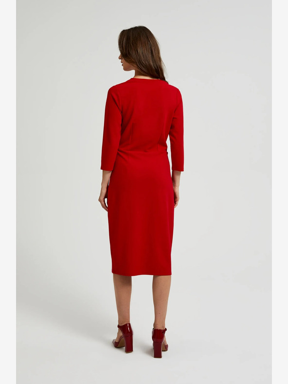 Moodo Rdeča midi obleka z volančki Moodo