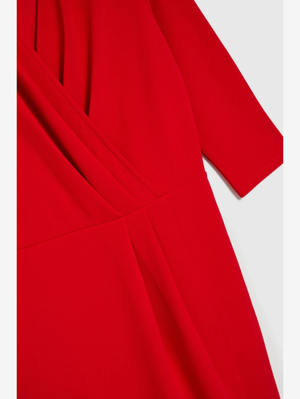 Moodo Rdeča midi obleka z volančki Moodo