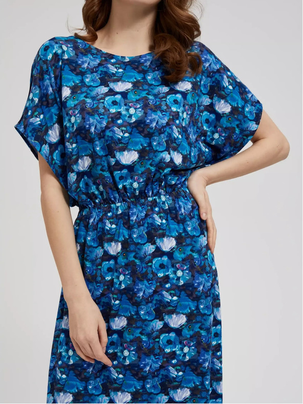 Moodo Modra maksi obleka s tropskim vzorcem Moodo