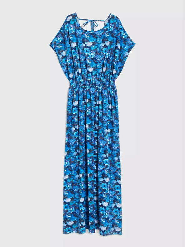 Moodo Modra maksi obleka s tropskim vzorcem Moodo