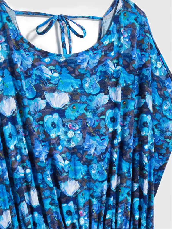 Moodo Modra maksi obleka s tropskim vzorcem Moodo