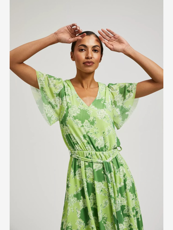 Moodo Zelena vzorčasta obleka Moodo