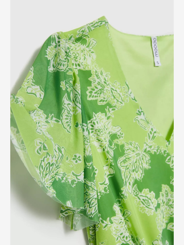 Moodo Zelena vzorčasta obleka Moodo