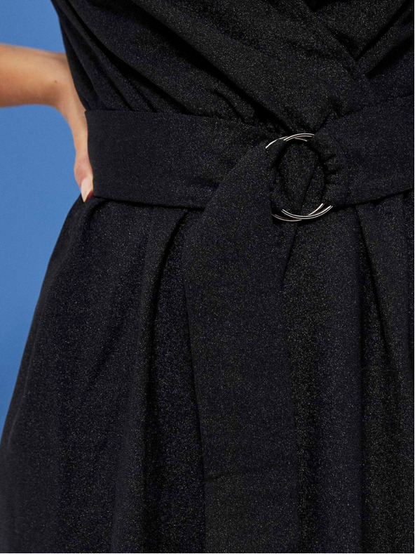 Moodo Črna ženska obleka s pasom Moodo