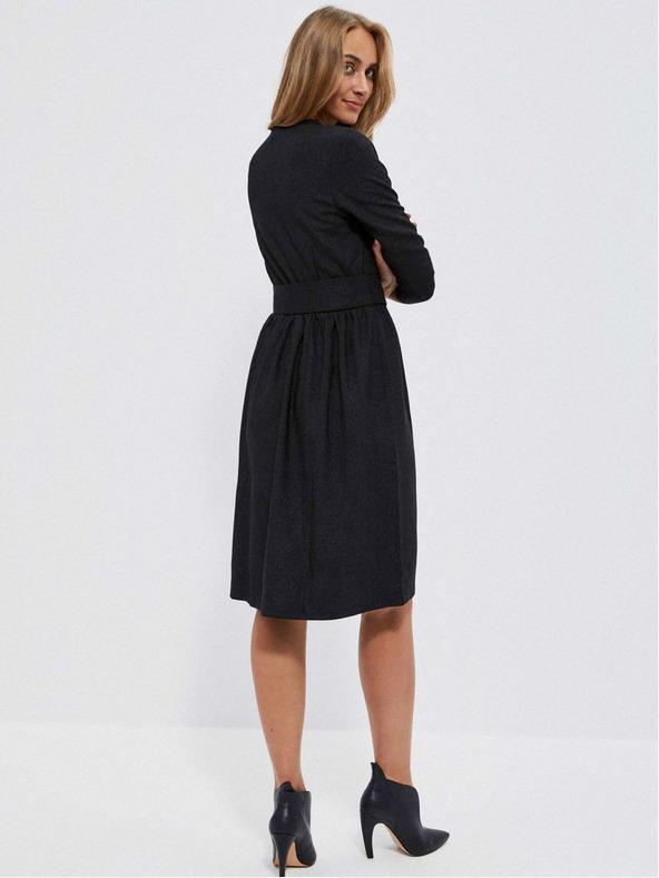 Moodo Črna ženska obleka s pasom Moodo