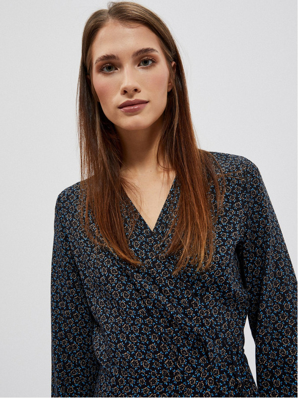 Moodo Črna ženska vzorčasta midi obleka Moodo