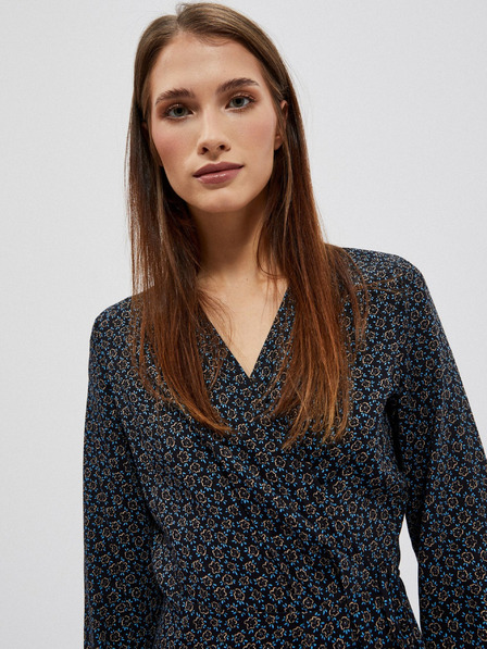 Moodo Črna ženska vzorčasta midi obleka Moodo