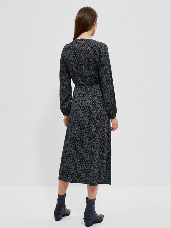 Moodo Črna ženska vzorčasta midi obleka Moodo