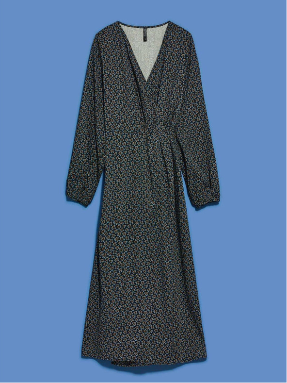 Moodo Črna ženska vzorčasta midi obleka Moodo