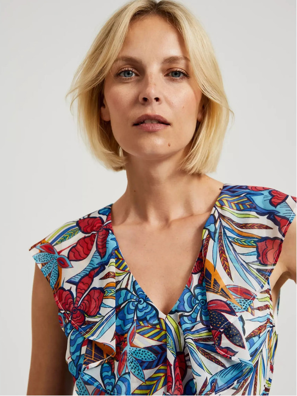 Moodo Rdeče-modra cvetlična midi obleka Moodo