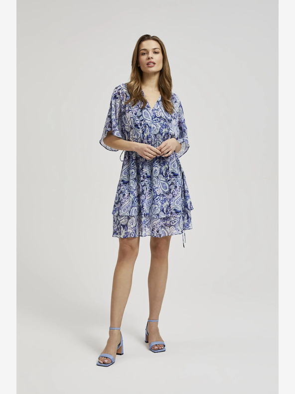 Moodo Modra vzorčasta obleka do kolen Moodo
