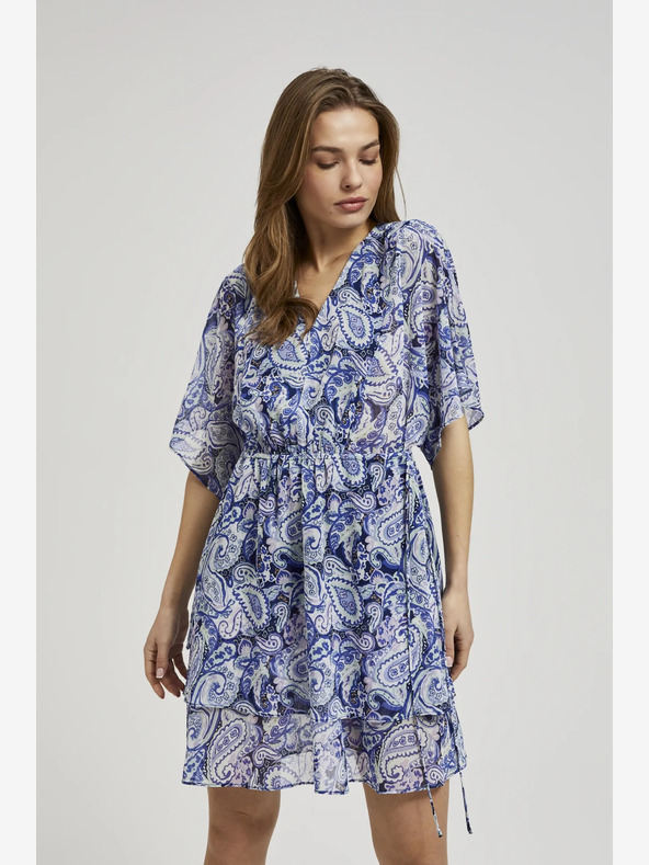 Moodo Modra vzorčasta obleka do kolen Moodo