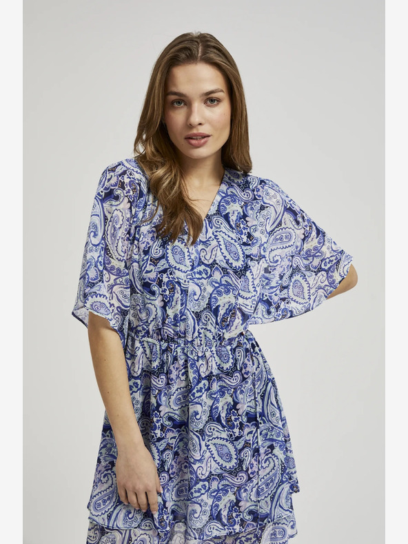 Moodo Modra vzorčasta obleka do kolen Moodo