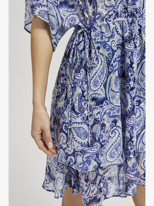 Moodo Modra vzorčasta obleka do kolen Moodo