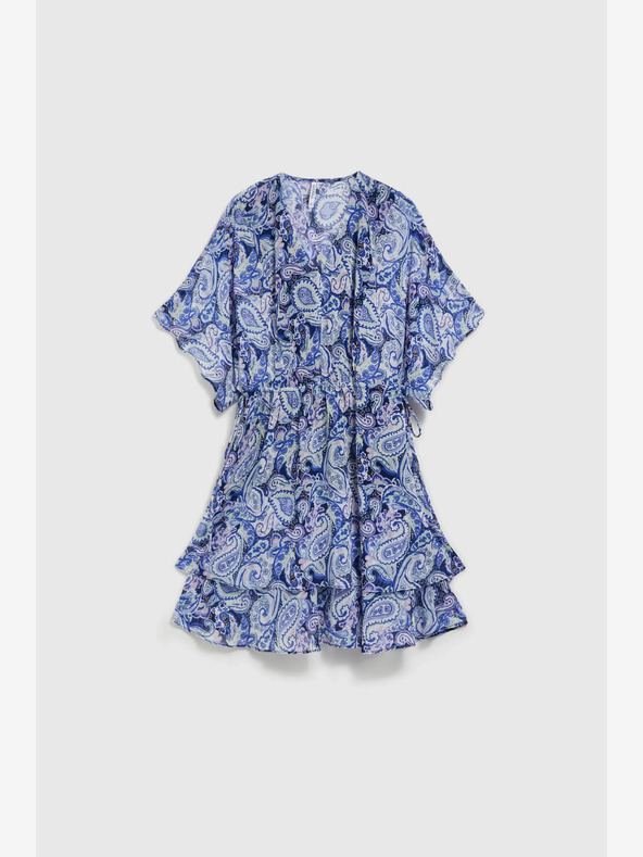 Moodo Modra vzorčasta obleka do kolen Moodo