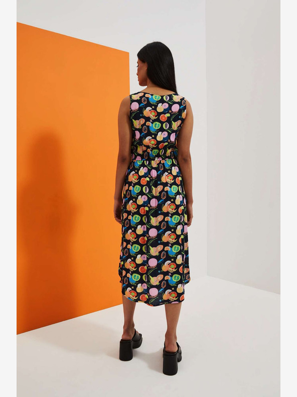 Moodo Temno modra vzorčasta obleka Moodo