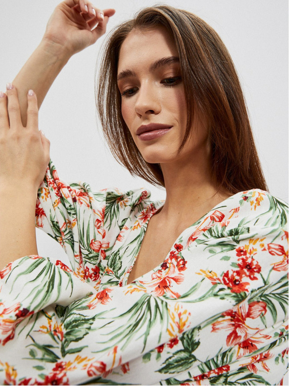 Moodo Bela ženska vzorčasta obleka Moodo