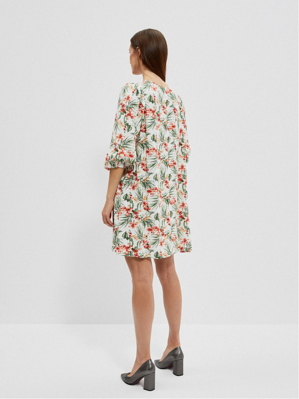 Moodo Bela ženska vzorčasta obleka Moodo