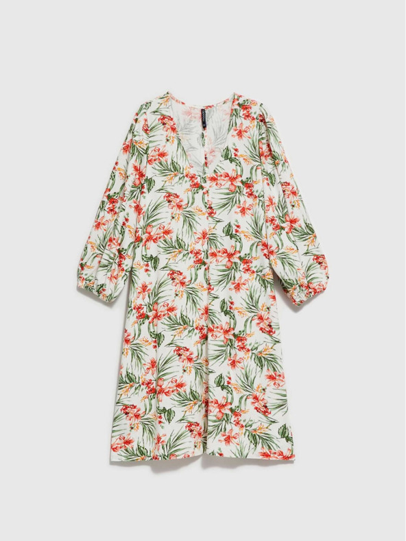 Moodo Bela ženska vzorčasta obleka Moodo