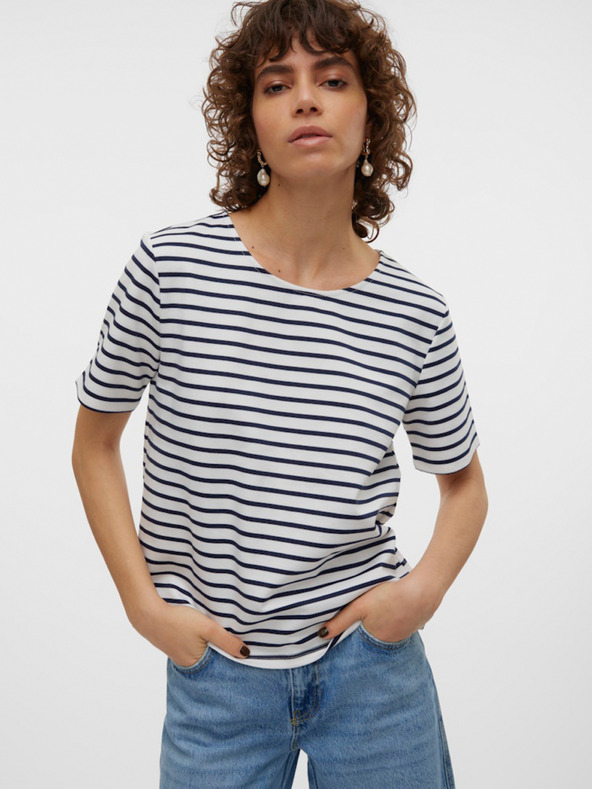 Vero Moda Modro-bela črtasta ženska srajca Vero Moda