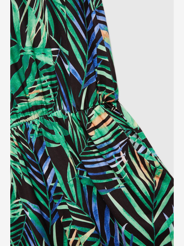 Moodo Turkizna in črna vzorčasta midi obleka Moodo