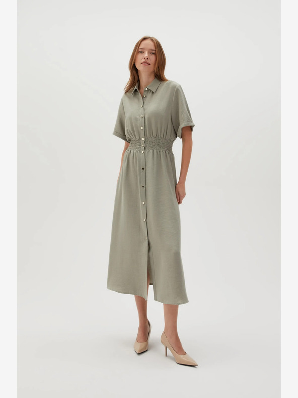 Moodo Svetlo zelena ženska srajčna obleka Moodo