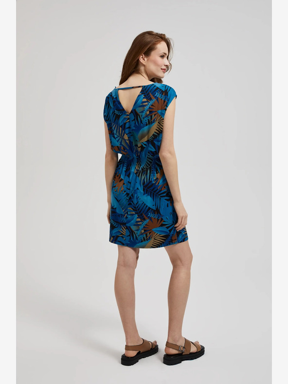 Moodo Modra vzorčasta obleka Moodo