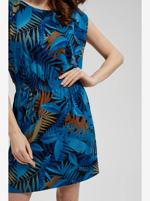 Moodo Modra vzorčasta obleka Moodo