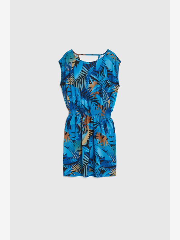 Moodo Modra vzorčasta obleka Moodo