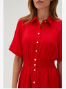 Moodo Rdeča ženska srajčna obleka Moodo